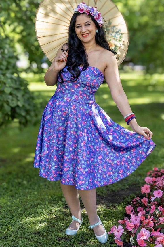 Melissa Pink Flamingo Strapless Dress in Purple