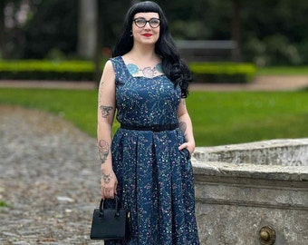 Amanda Navy Blue Meadow Dress