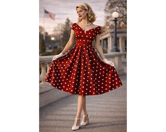 Lily off Shoulder Polka Dot Evening Dress in Burgundy/white - Etsy