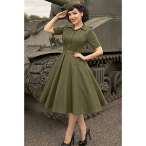 slim fit dress slacks Army Green Cap Sleeve Collared V Neck Mini Dress