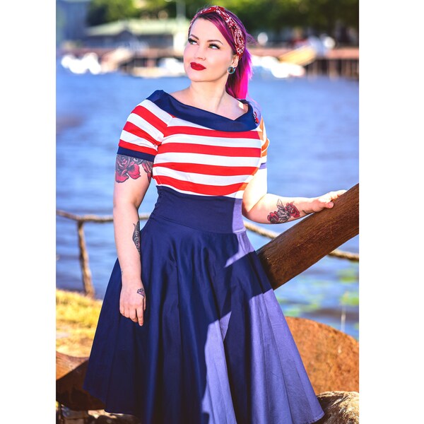 Stripe Navy Gown