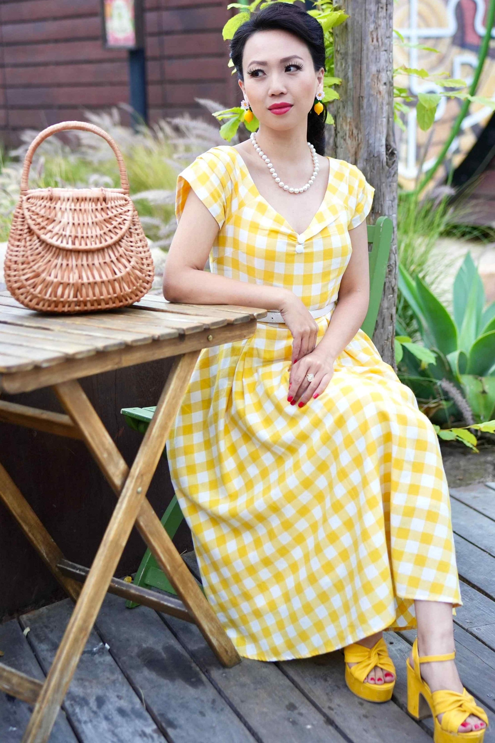 Lily off Shoulder Yellow Gingham Dress - Etsy