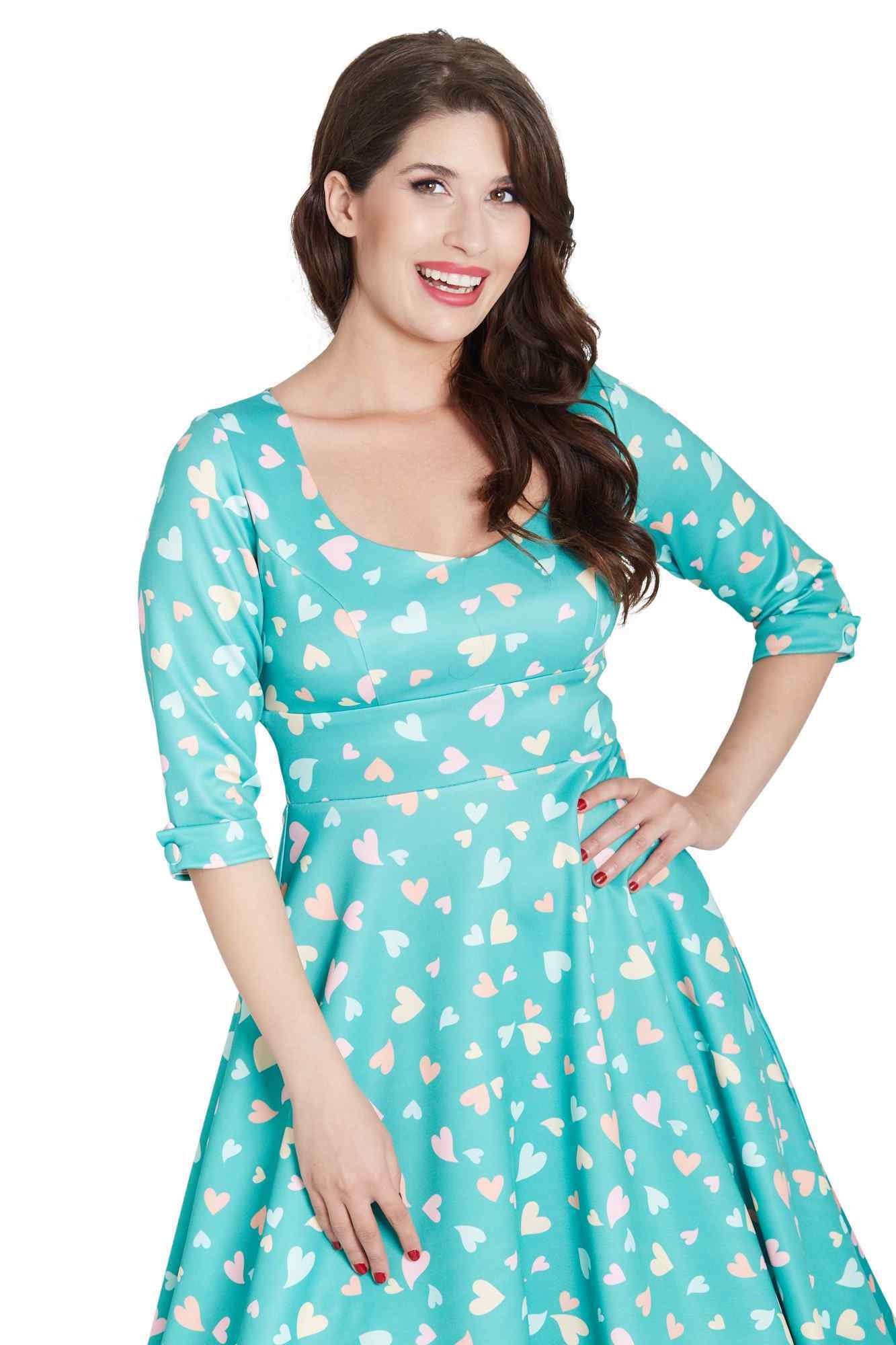 green heart print dress Cyra Neon Heart Print Dress