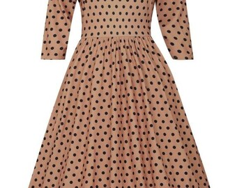 Billie Long Sleeved Brown Polka Dot Dress - Etsy
