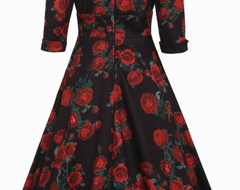 black with red roses prom dress Scarlette Red Rose Formal Dress in Black