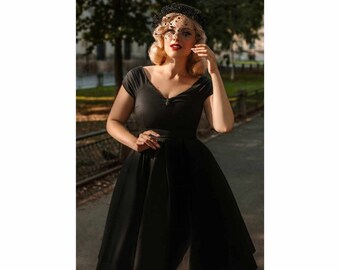 Vintage Style Classic Off Shoulder Black Cocktail Dress