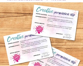 Formulieren voor creatieve toestemming: afdrukbaar kaartspel, artiestenaanmoediging, cadeau, digitale download