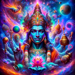 Vishnu - AI Generated Psychedelic Mythology Digital Download Art