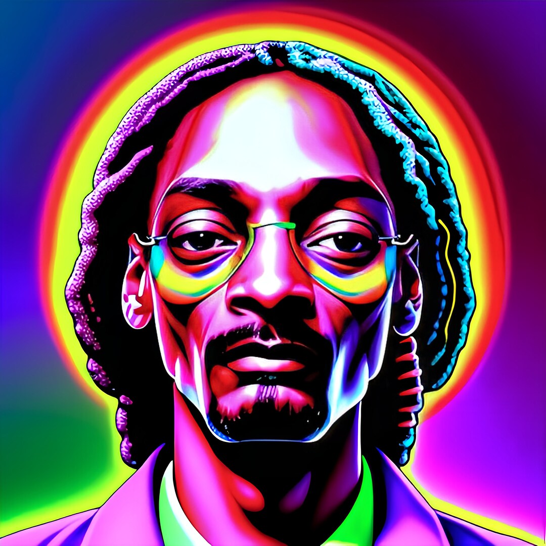Psychedelic Portrait of Snoop Dogg - AI Generated Digital