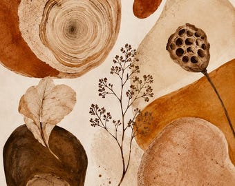 Terracotta Abstract Nature Print – Organic Earth Tone Wall Art (Digital Download)