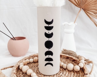 Personalizable Moon Cycle Vase | Terra Cotta Textured Vase