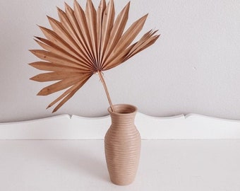 Matte Boho Vase With Ridges | Terra Cotta Textured Vase | Boho Home Decor