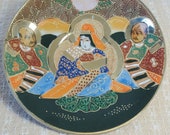 Vintage Japanese Satsuma Fine China Moriage Saucer With Immortals