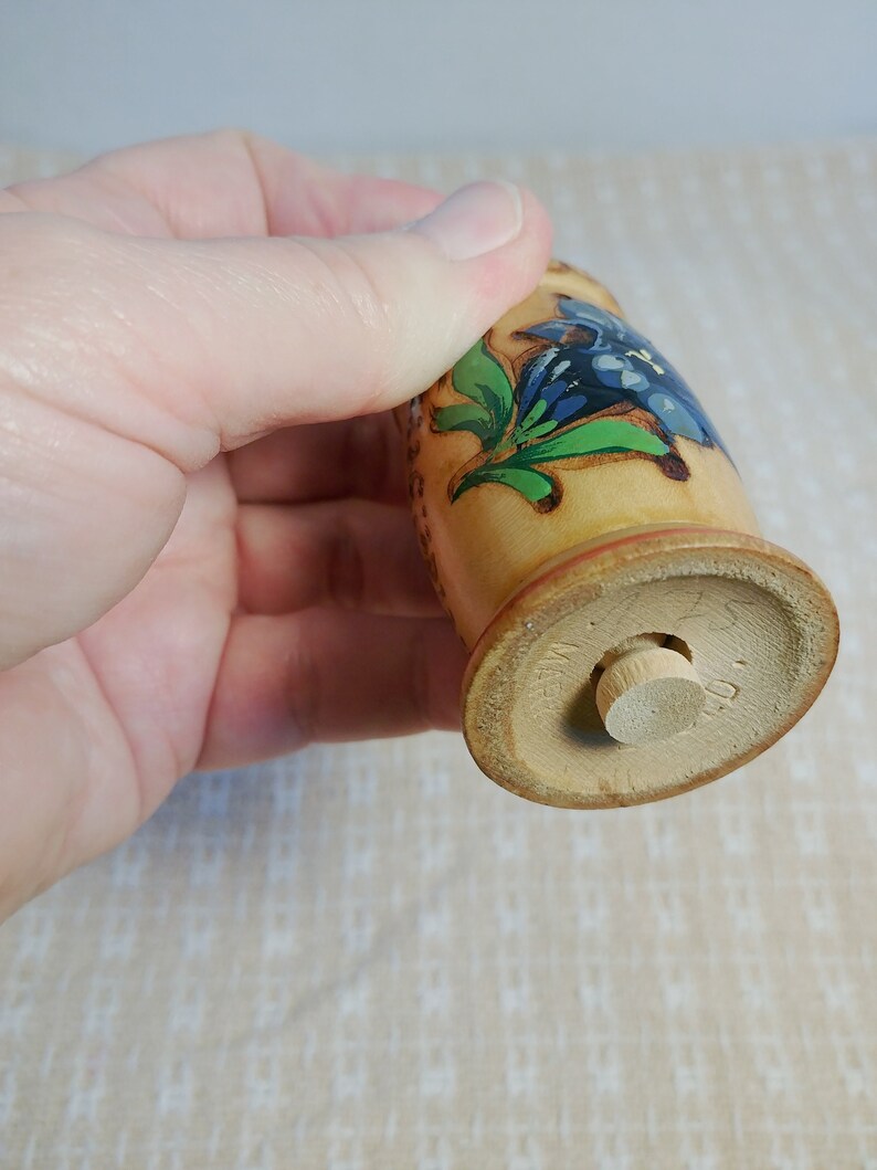 Vintage Salt and Pepper Wooden Handpainted Flowers Heidleburg