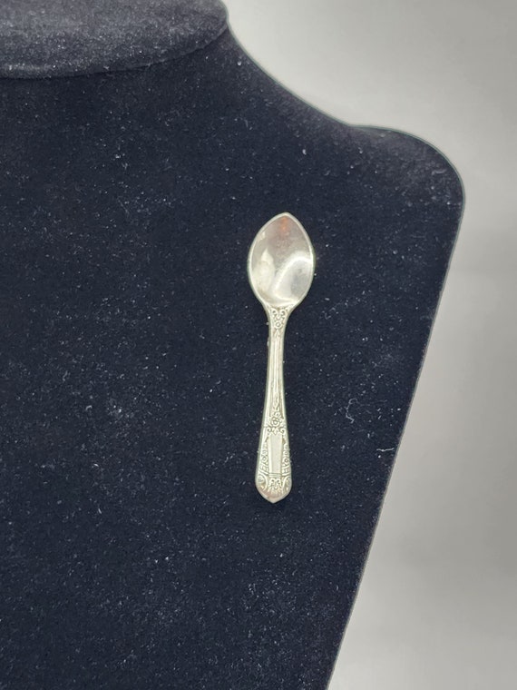 Vintage OB Sterling Miniature Spoon Brooch Pin - image 1