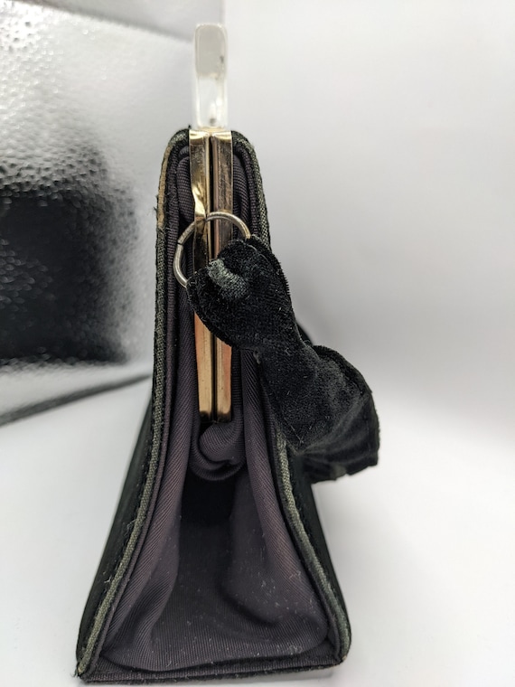 Antique Deco Black Velvet Handbag