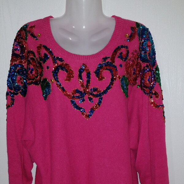 Vintage 1992 Pink Sequined Sweater