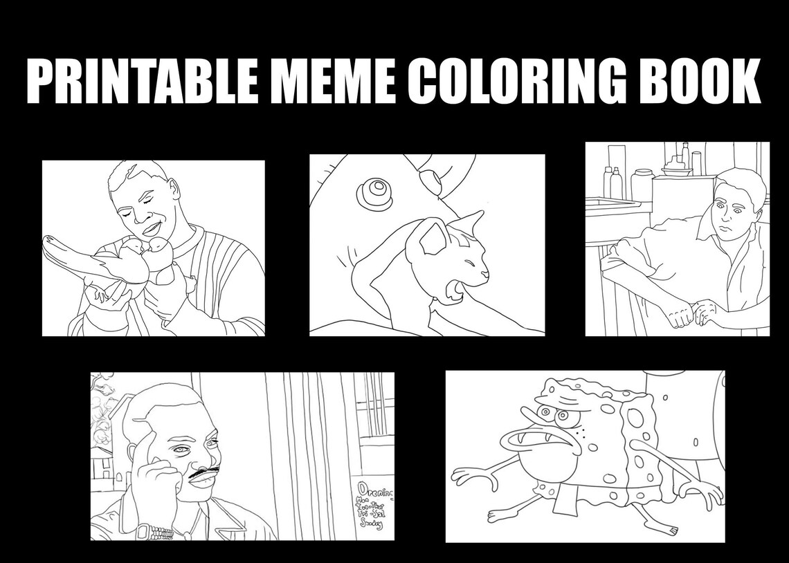 Printable Coloring Book Memes Etsy