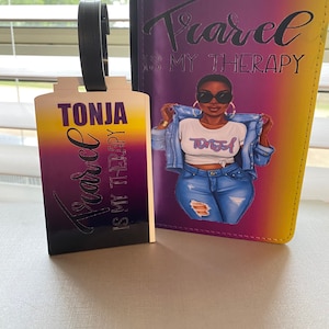 Travel is my therapy - Personalized Passport cover and Luggage Tag