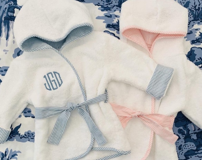 Monogrammed Infant Terry Hooded Bath Wrap Towel