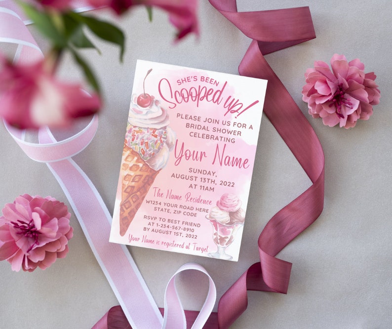 Shes Been Scooped up Bridal Shower Invite Digital Template Etsy