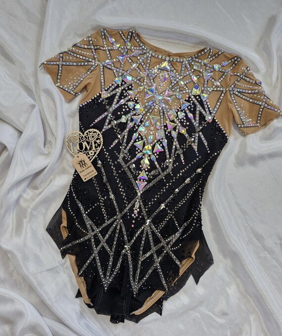 Rhythmic gymnastics leotard Silver net.