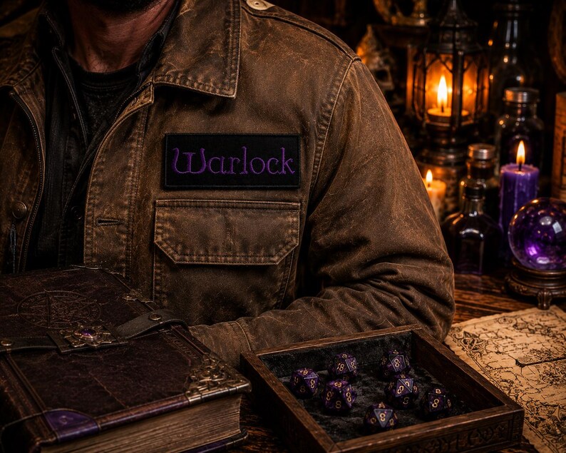 Hexenmeister Aufnäher/Bügelbild/Retro Vintage/gestickte Applikation für Jacke, Kleidung, Rucksack, Charakterklassen/D&D/Tabletop Gaming Bild 5