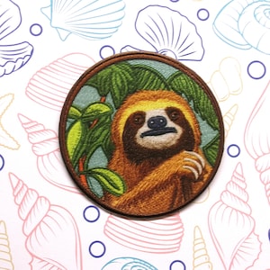 Sloth Patch Iron-on/Sew-on Applique for Jackets, Clothes, Backpacks, Wild Animal Badge, National Parks, Nature, Mountain, Hiking, Camping
