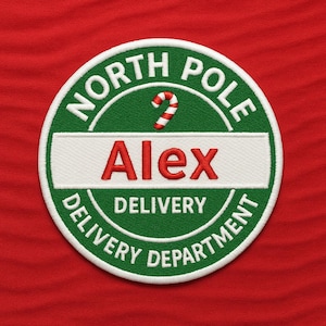 Custom Christmas Name Patch – Personalized Embroidered Holiday Patch – Sew On or Iron On Patch for Clothes, Stockings, Custom Xmas Patches