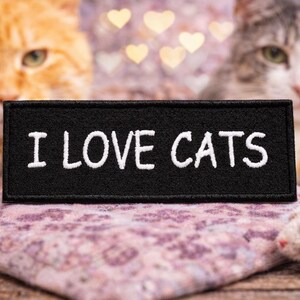 I Love Cats Patch/Iron-On Patch/Pet Lover Gifts/Cat Moms & Dads Gift/Embroidered Sew-On Applique for Clothing Vest/Jacket Hats Backpack Bags