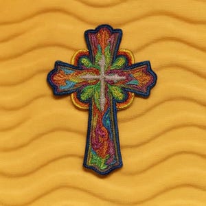 Christian Cross Patch/Iron-on Patch/Religious Gift/Inspirational Faith/Sew-on Applique for Clothing Vest/Jacket, Backpack