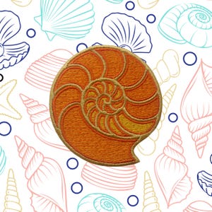 Iron-On Seashell Spiral Patch/Ocean Patch/Applique for Tote Bags/Jackets/Clothing/Backpack/Coconut Girl/Beach Vibes Patch/Fun Vacation Gift