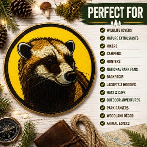 Honey Badger Patch/Iron-On Patch/Mountain Hiking & Camping/Explore More Souvenir/Sew-On Applique for Clothing Vest/Jacket Hats Backpack