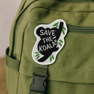 Save The Koalas Patch/Iron-On Patch/Endangered Species/Australia Wildlife/Protect the Earth/Embroidered Sew-on Applique for Clothing Vest image 5