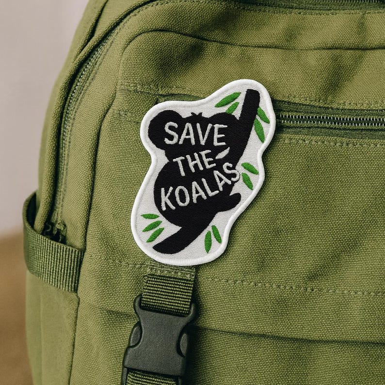 Save The Koalas Patch/Iron-On Patch/Endangered Species/Australia Wildlife/Protect the Earth/Embroidered Sew-on Applique for Clothing Vest image 5