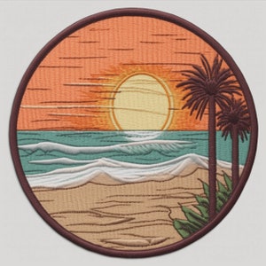 Iron-On Beach Patch/Sew-on Applique for Tote Bags & Jackets/Clothing/Backpacks/Decorative Patch/Ocean Wave Patch/Palm Tree Patch/Beach Vibes