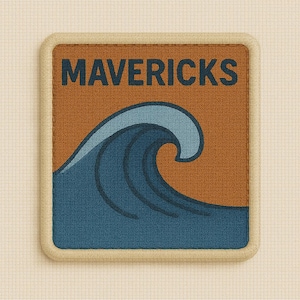 Surfing Patch/Mavericks Big Wave Patch/Beach Patch/Iron-On Patch Applique for Tote Bags/Jacket/Clothing/Backpacks/Beach Vibes/Surfer Patch