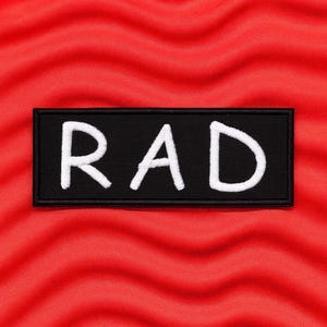 Rad Patch/Iron-on Patch/Retro 80s Vintage Throwback/Surf Gear/Embroidered Sew-on Applique for Clothing Vest/Jacket Backpack Hats