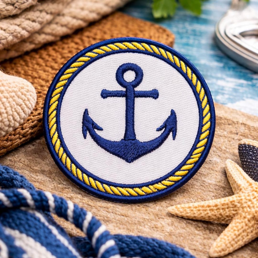 Preppy Anchor Crest Patch/iron-on Patch/nautical Gift/boating Life/sew ...