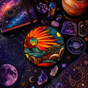 Alien Planet Patch/Iron-on Patch/Retro Sci-Fi Gift/Strange Worlds/Space Explorer/Sew-on Applique for Clothing Vest/Jacket Hats Backpack