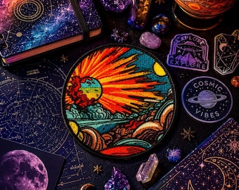 Alien Planet Patch/Iron-on Patch/Retro Sci-Fi Gift/Strange Worlds/Space Explorer/Sew-on Applique for Clothing Vest/Jacket Hats Backpack