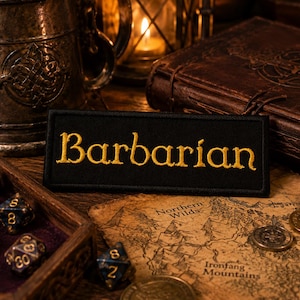 Barbarian Patch/Iron-on Patch/Fantasy Sorcery/Character Classes/D&D Tabletop Gaming/Embroidered Sew-on Applique for Clothing Jacket Hat Gear