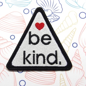 Be Kind Patch - Embroidered Iron-On/Sew-on Custom Applique for Jacket for Clothing for Backpack Kindness Nostalgic Heart Retro Vintage Style
