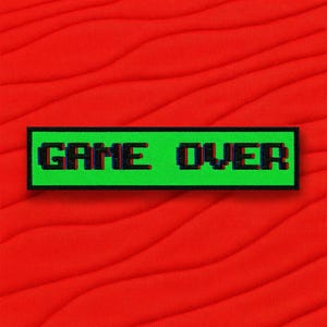 Toppa Game Over - Toppa Glitch ricamata da stirare/cucire per vestiti, videogiochi, console/stile retrò/nostalgia anni '90, toppa vintage