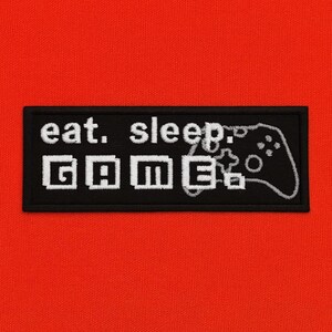 Eat Sleep Game Patch/Iron-On Patch/Retro Patch/Embroidered Sew-On Applique for Clothing Backpack/Video Games/Retro Controller/90s Nostalgia