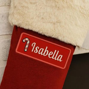4"x1.5" Christmas Name Patch CUSTOM YOUR NAME Personalized Stocking Name Tag Embroidered Iron-on/Sew-on Premium Applique Festive Font 1 Each