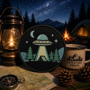 UFO Flying Saucer Patch/Iron-on Patch/Area-51 Badge/Aliens/Spaceship/Retro Sci-fi Gift/Sew-On Applique for Clothing Jackets, Backpacks