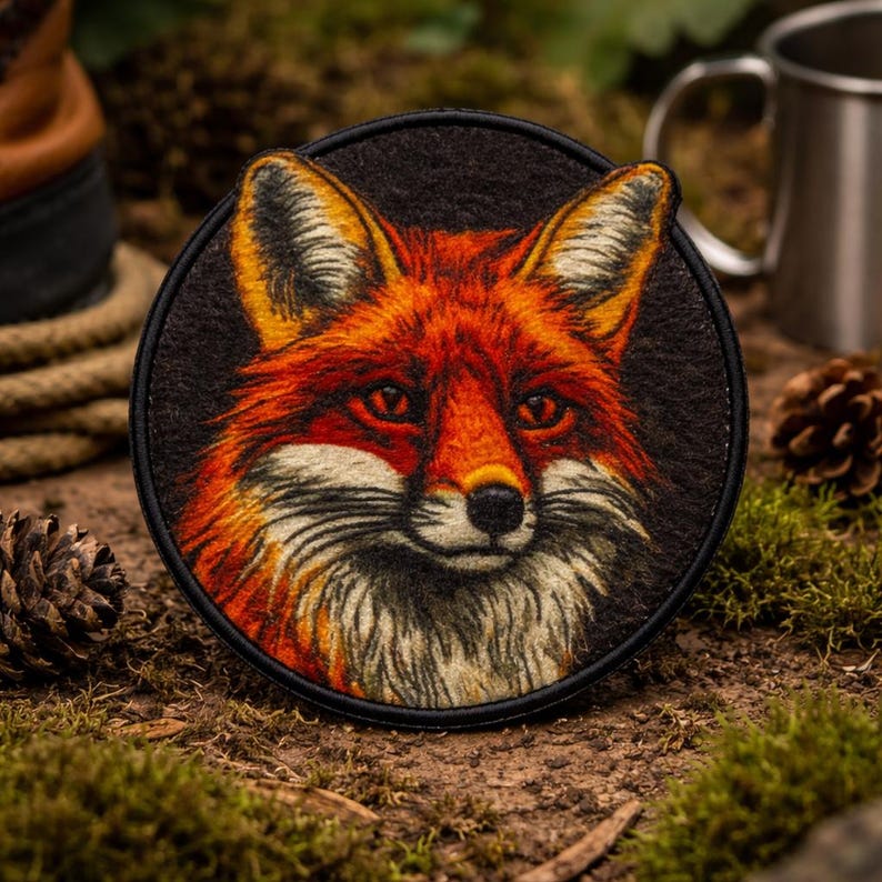 Red Fox Patch/Iron-On Patch/Wild Animal Badge, National Parks and Nature, Hiking & Camping/Sew-on Applique for Vest/Jacket Clothes Backpack image 1