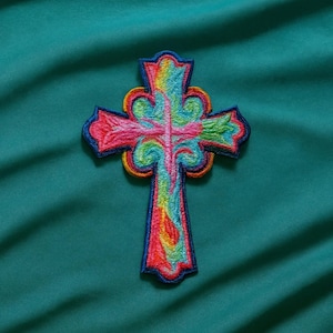 Christian Cross Patch/Iron-on Patch/Religious Patch/Sew-on Applique for Vest, Jacket, Backpack, Clothing, Inspirational Patch, Gift & Crafts