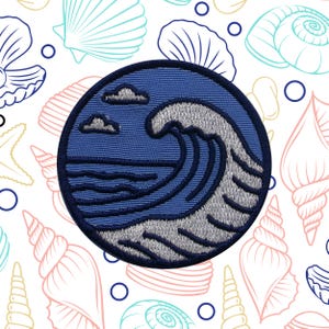 Wave Patch/Simple Beach Patch/Ocean Patch/Iron-On/Sew-On Patches Applique for Tote Bags/Jacket/ Clothing/Backpack/Coconut Girl/Fun Vacation